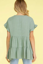 Load image into Gallery viewer, Donna Drop Shoulder Woven Tiered Tunic V Neck Top