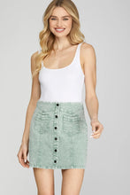 Load image into Gallery viewer, Finola Front Button Down Stretch Woven Mini Skirt With Back Stars Design Detail