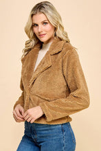 Load image into Gallery viewer, Allison Sherpa Notched Collar Open Front Crop Jacket