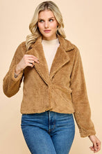 Load image into Gallery viewer, Allison Sherpa Notched Collar Open Front Crop Jacket