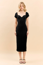 Load image into Gallery viewer, Audrey Sweet Heart Neck Bubble Rib Short Sleeve Midi Dress