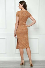 Load image into Gallery viewer, Jackie Jacquard Knit Flower Pattern Short Sleeve Midi Dress