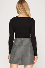 Load image into Gallery viewer, Hellen Houndstooth Woven Mini Skirt With Back Slit Detail