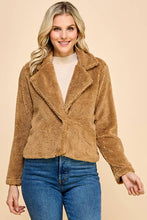 Load image into Gallery viewer, Allison Sherpa Notched Collar Open Front Crop Jacket