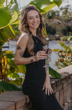 Load image into Gallery viewer, Heather High Neck 2x2 Rib Midi Dress