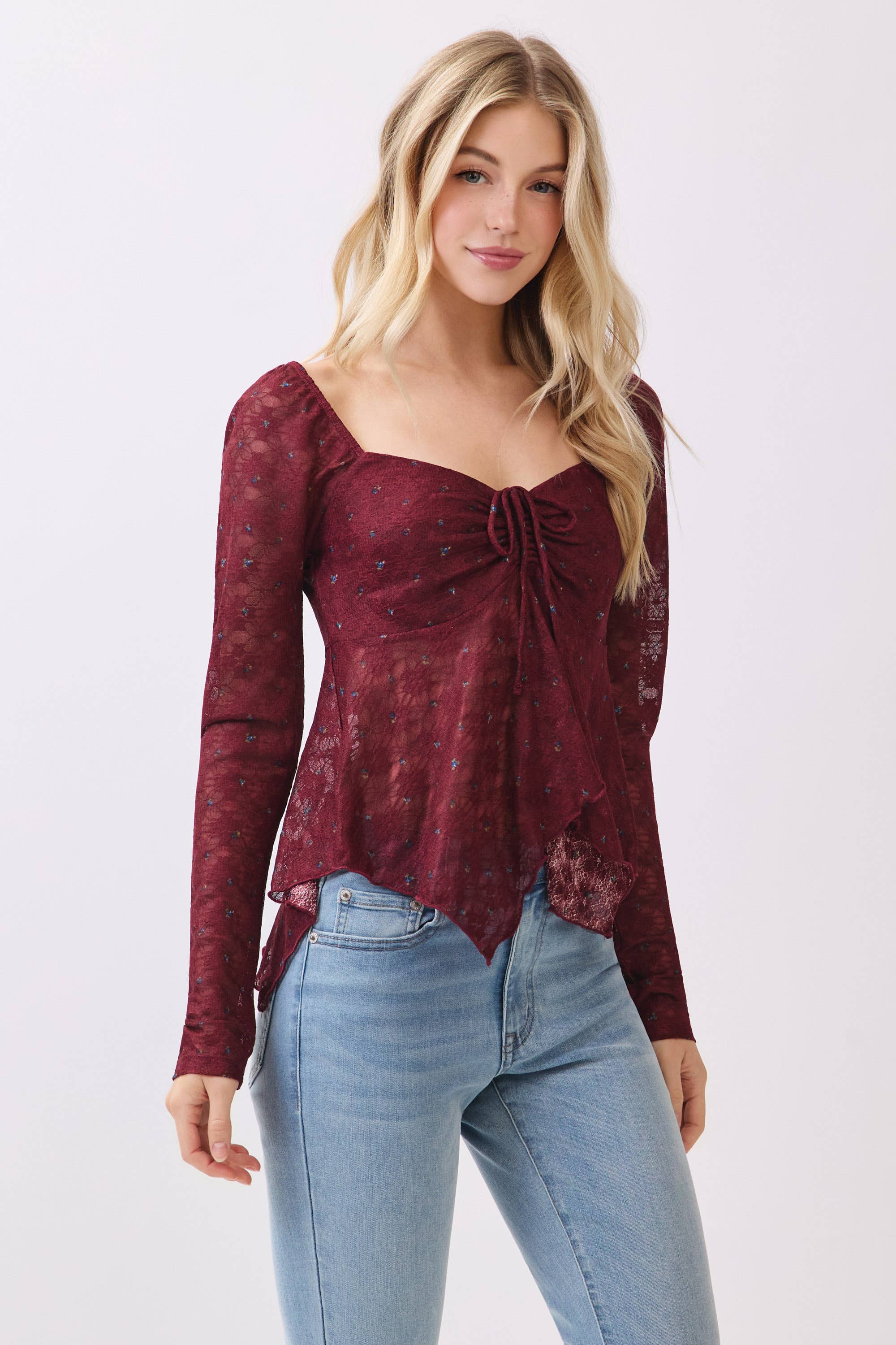 Juliet Long Slv Lace Fly Away Top