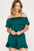 Ophelia Off The Shoulder Satin Romper