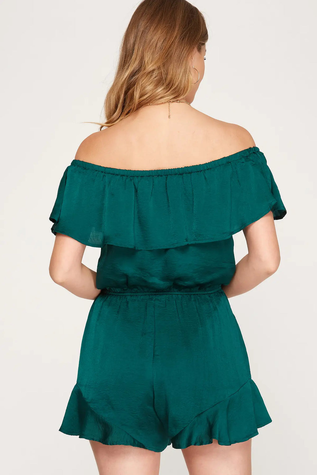Ophelia Off The Shoulder Satin Romper