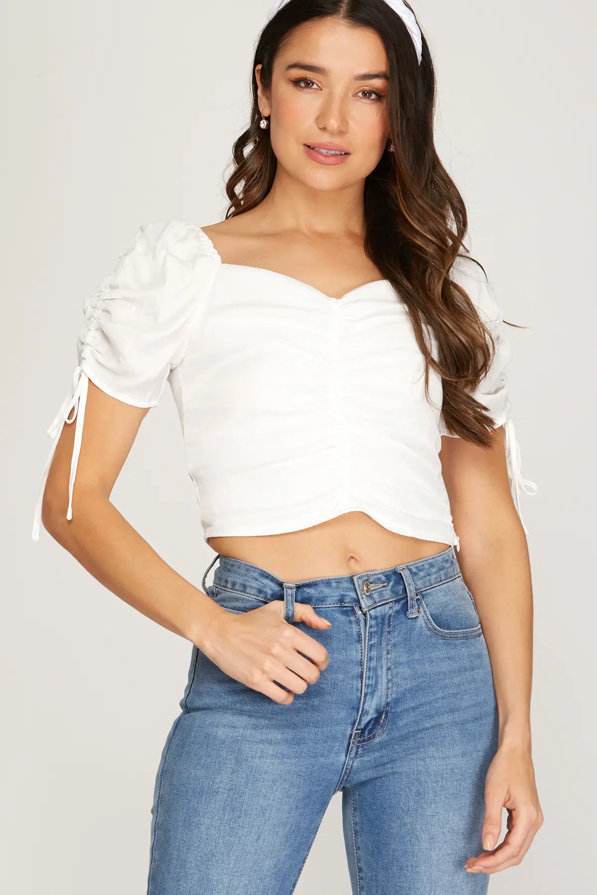 Julianna Cropped Shirred Top