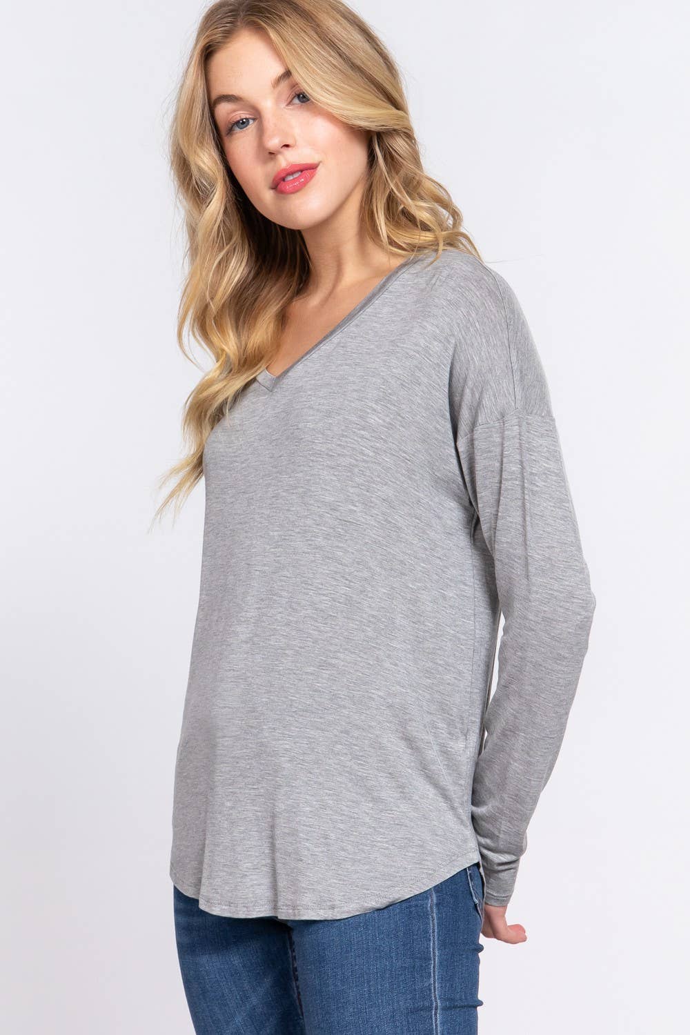 Shani Long Dolman Sleeve V-neck Rayon Span Jersey Top