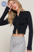 Get Fit Long Sleeve with Thumbholes Mock Neck Zip Up Seamless Top