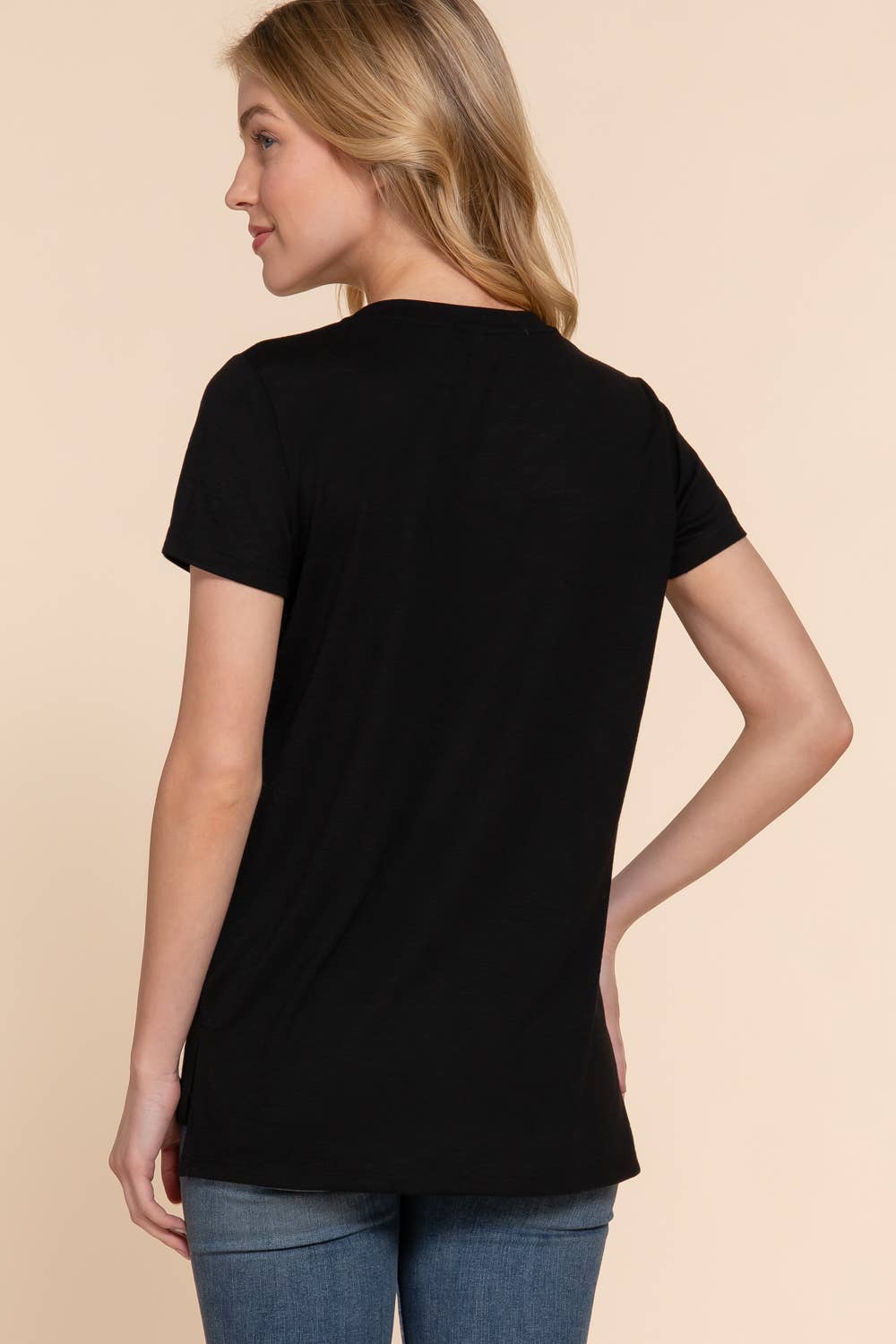 Basics Short Sleeve Round Neck with Pocket Slub Knit Tee