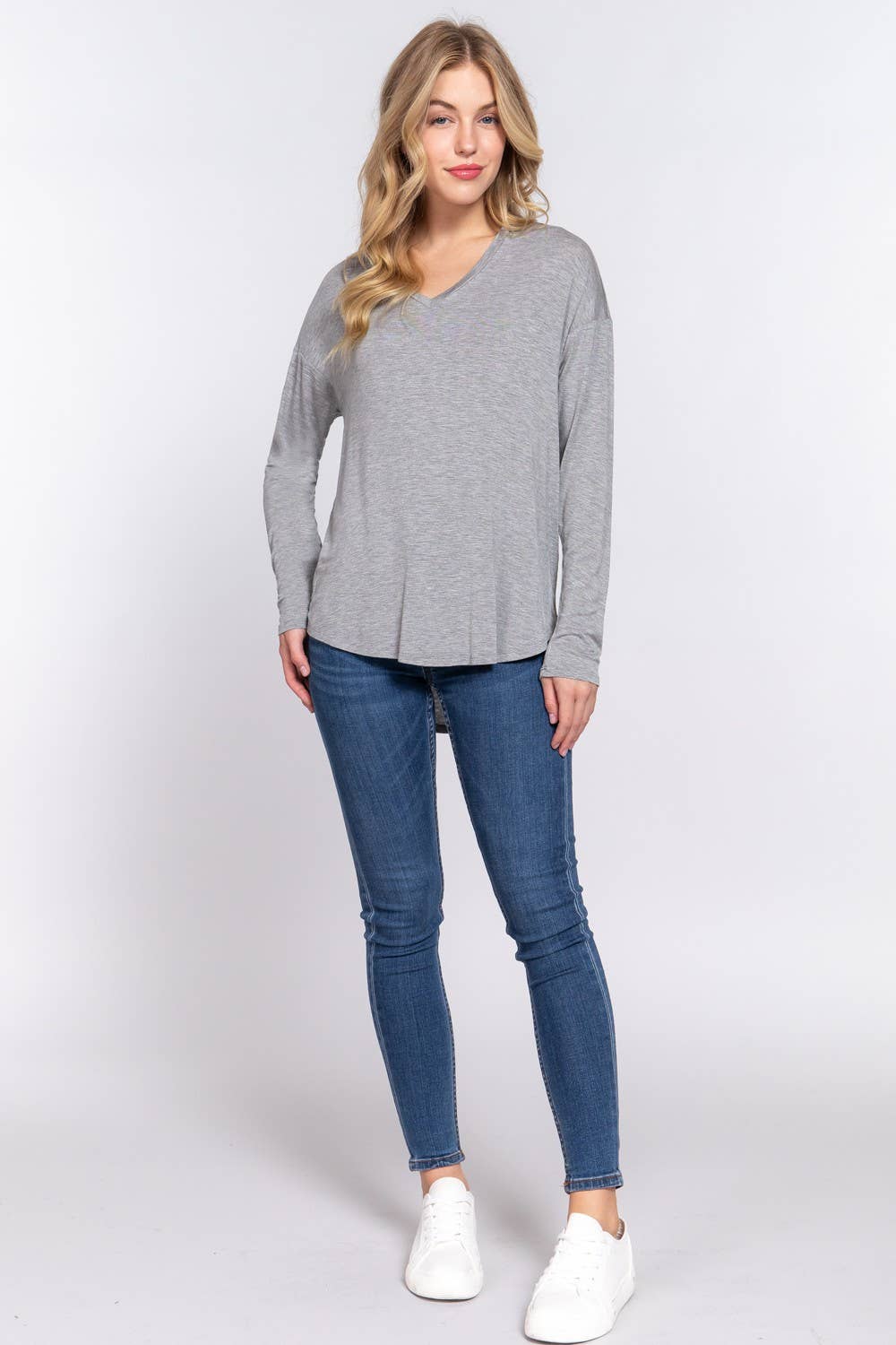 Shani Long Dolman Sleeve V-neck Rayon Span Jersey Top