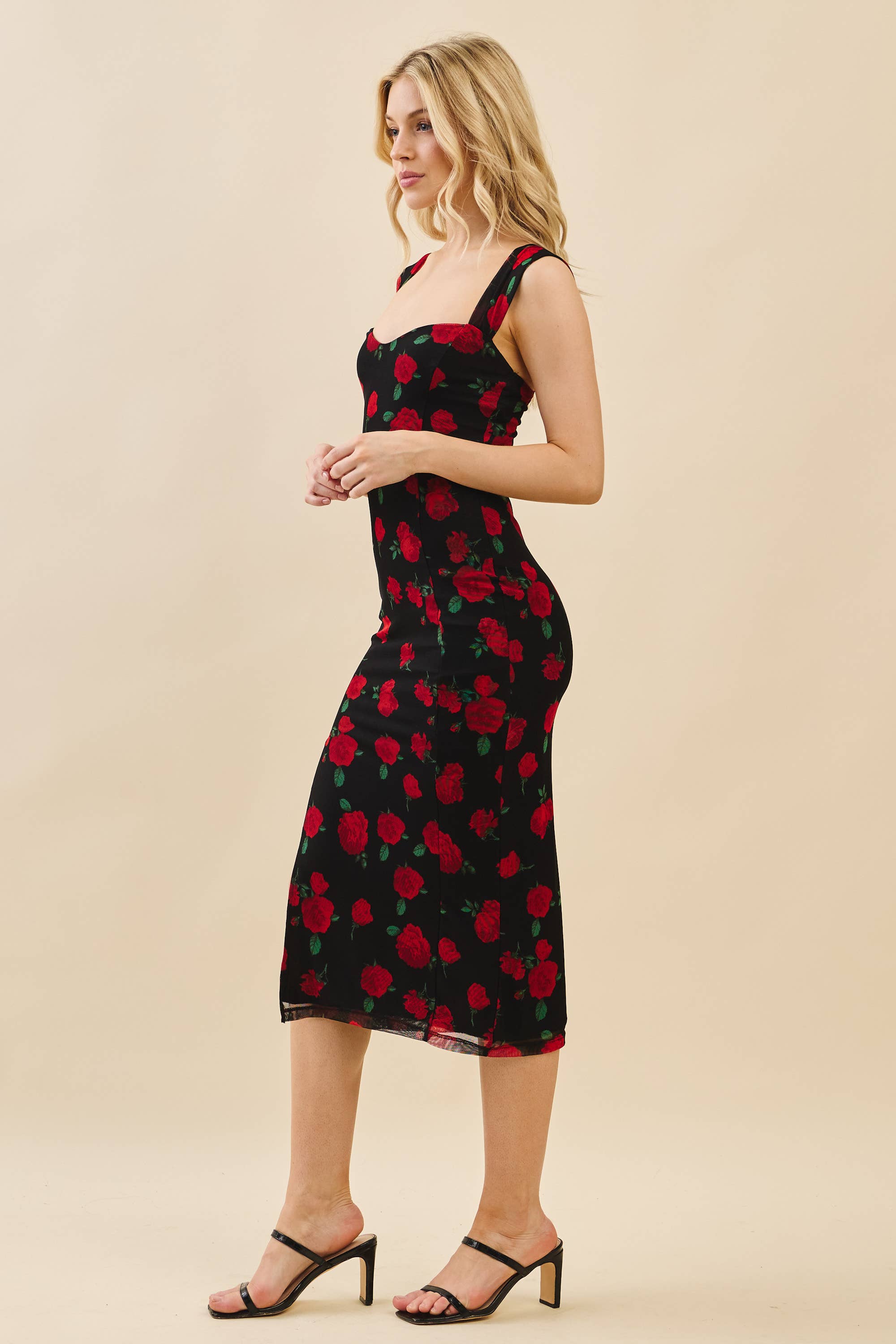 Desiree Sweetheart Bustier Print Midi Dress