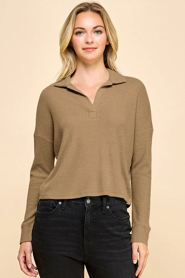 Sara Relaxed Long Sleeve Polo Tee