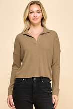 Load image into Gallery viewer, Sara Relaxed Long Sleeve Polo Tee
