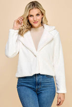 Load image into Gallery viewer, Allison Sherpa Notched Collar Open Front Crop Jacket
