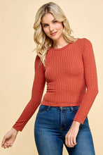 Load image into Gallery viewer, Laura Long Sleeve Crew Neck Pointelle Hacci Top
