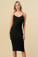 Load image into Gallery viewer, Jersey Button Detail Ribbed Midi Dress
