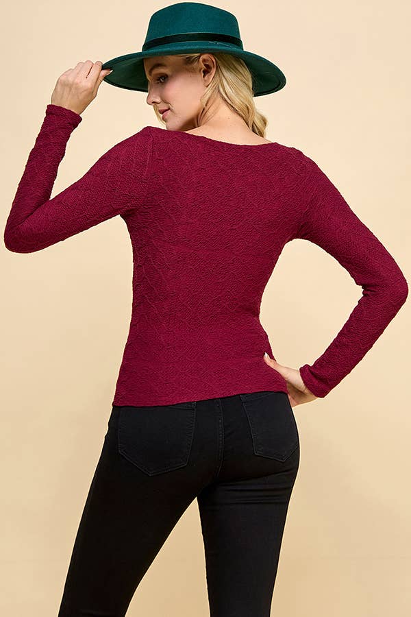 Emma Scoop Neck Smocked Jacquard Top