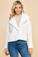 Load image into Gallery viewer, Allison Sherpa Notched Collar Open Front Crop Jacket

