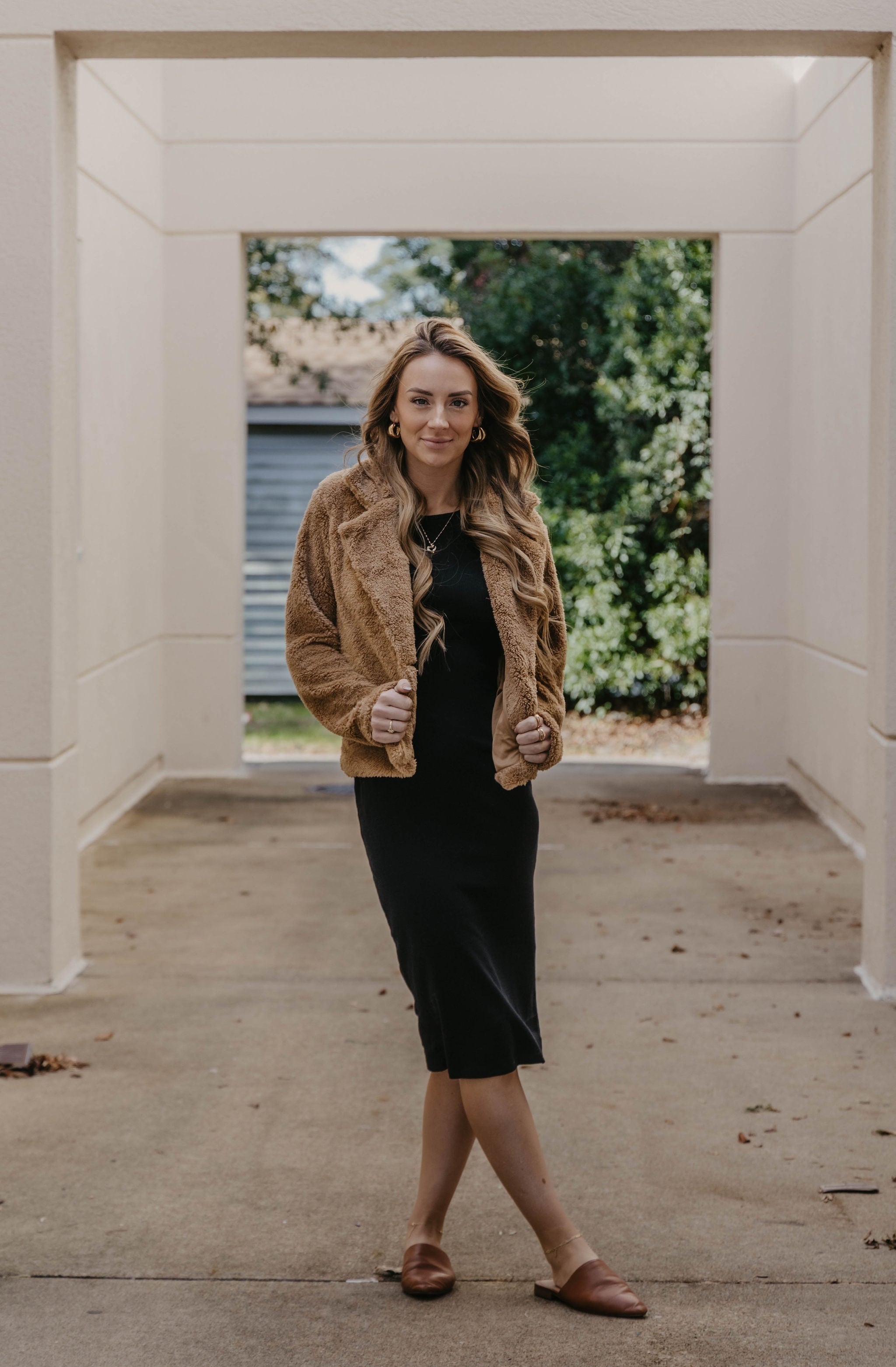 Allison Sherpa Notched Collar Open Front Crop Jacket