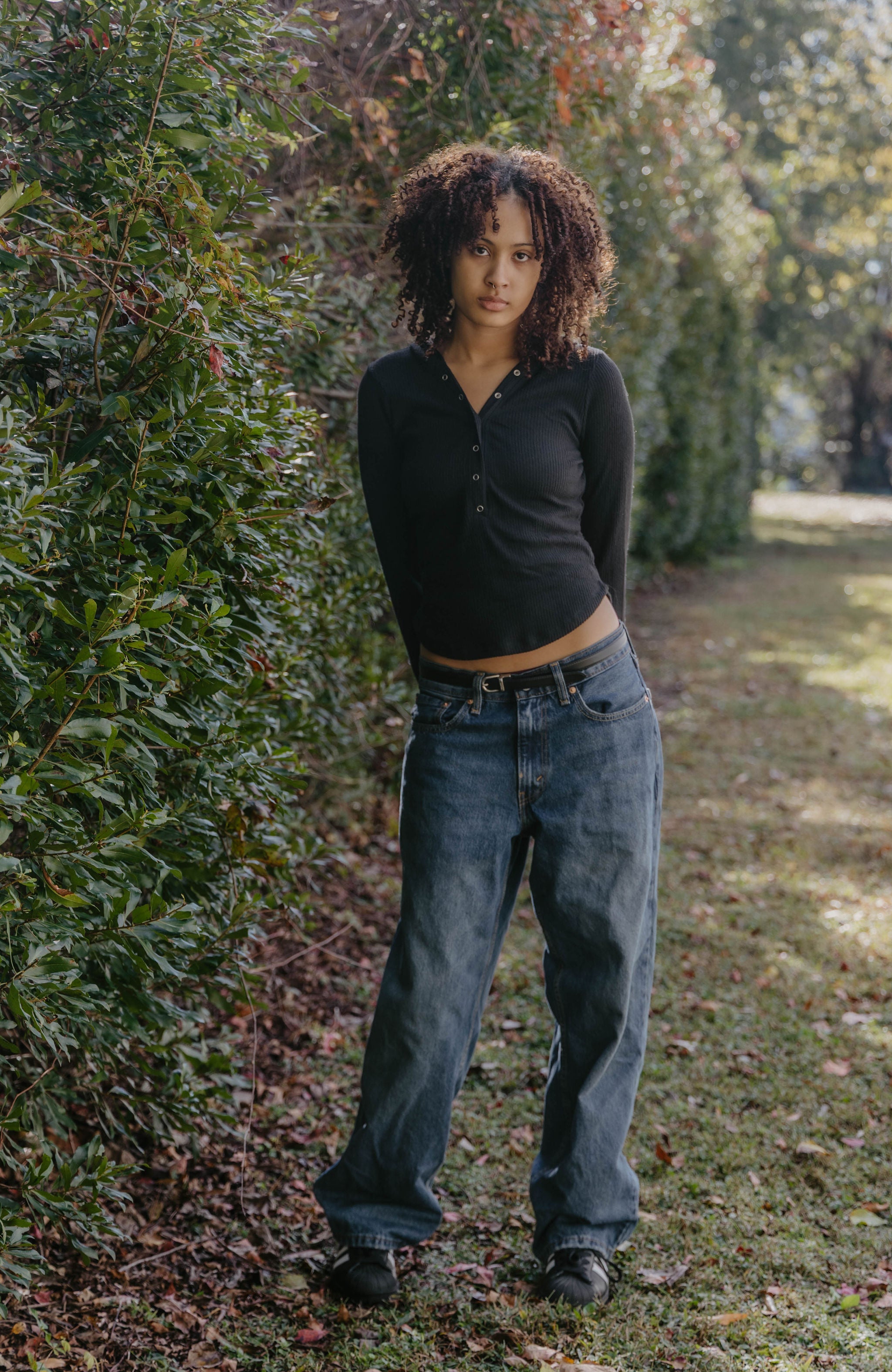 Debbie Deep Henley Snap Button Hoodie Brushed Hacci Rib Long Sleeve Top