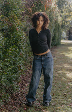 Load image into Gallery viewer, Debbie Deep Henley Snap Button Hoodie Brushed Hacci Rib Long Sleeve Top
