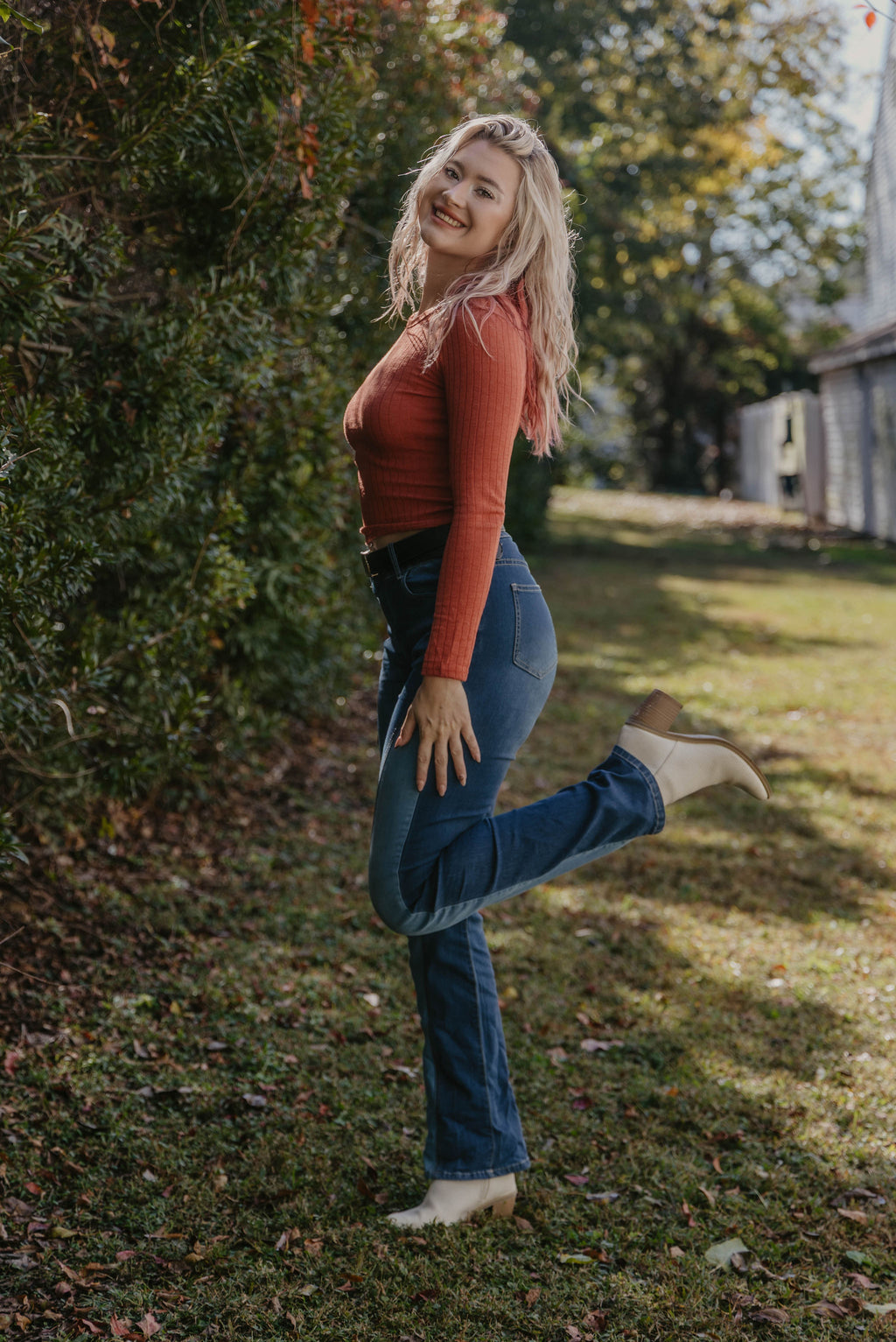 Laura Long Sleeve Crew Neck Pointelle Hacci Top